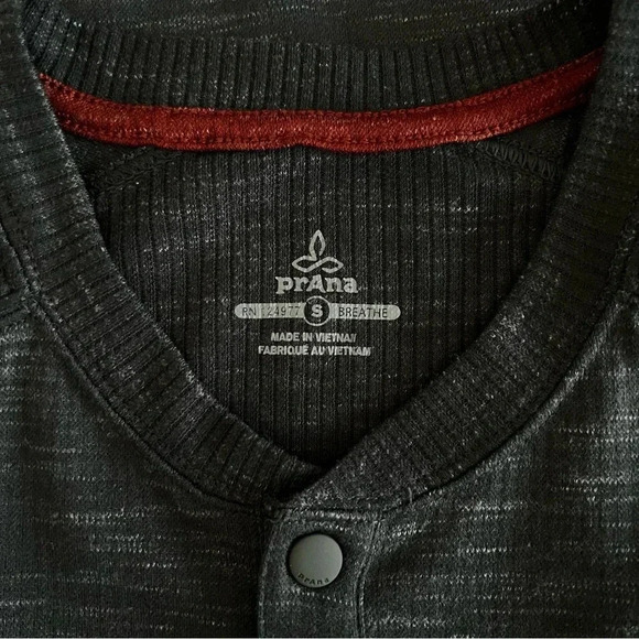 Prana Henley Tee Heathered Gray Size Small Long Sleeve - Picture 6 of 8